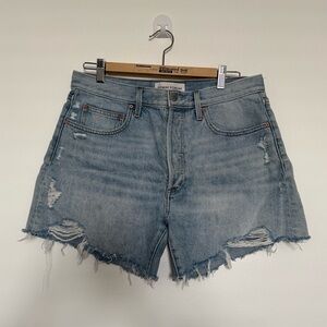 Denim Forum Light Blue Distressed Jean Shorts